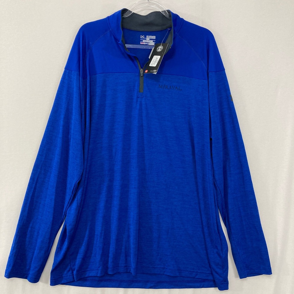 NWT Under Armour Mens 2XL HeatGear 1/4 Zip Blue Long Sleeve Performance Top